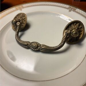 Vintage Brass Rosette Pull